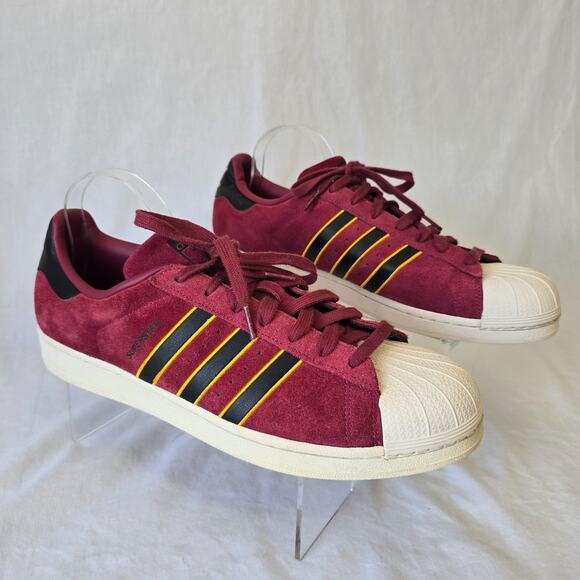 Adidas Superstar Sneakers Men\'s Size 14 Burgundy Black Yellow 3-Stripes CM8079 main image 9